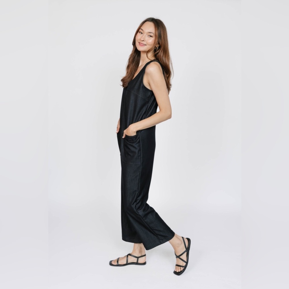 NWT MELANI DENIM ROMPER IN BLACK DENIM by Smash + Tess - Picture 3 of 11